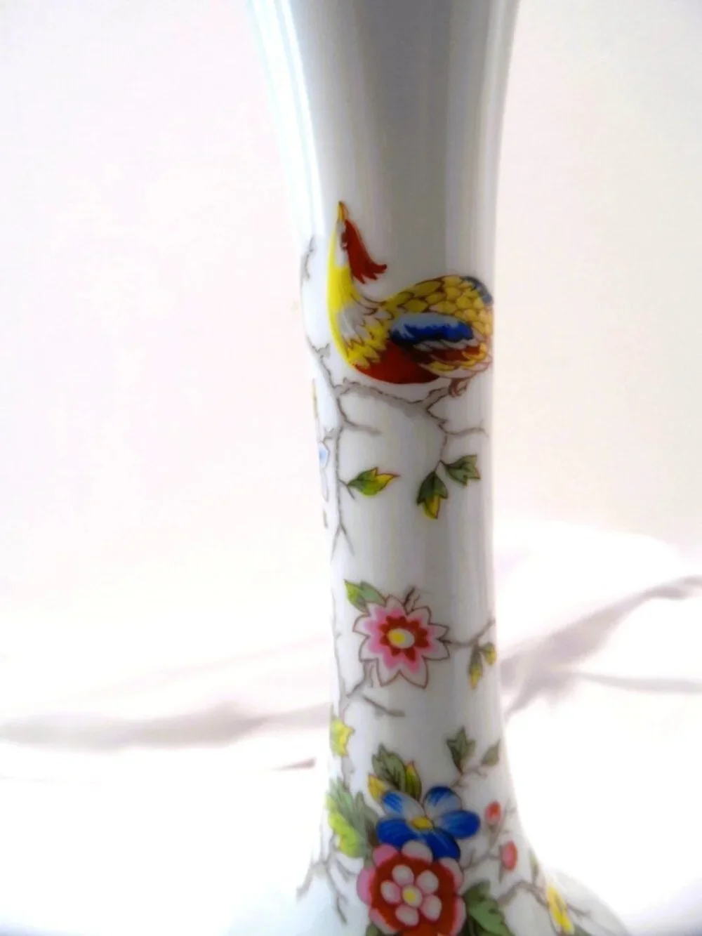Vintage Bud Vase Rochard Limoges France Porcelain Floral + Peacock 7.75